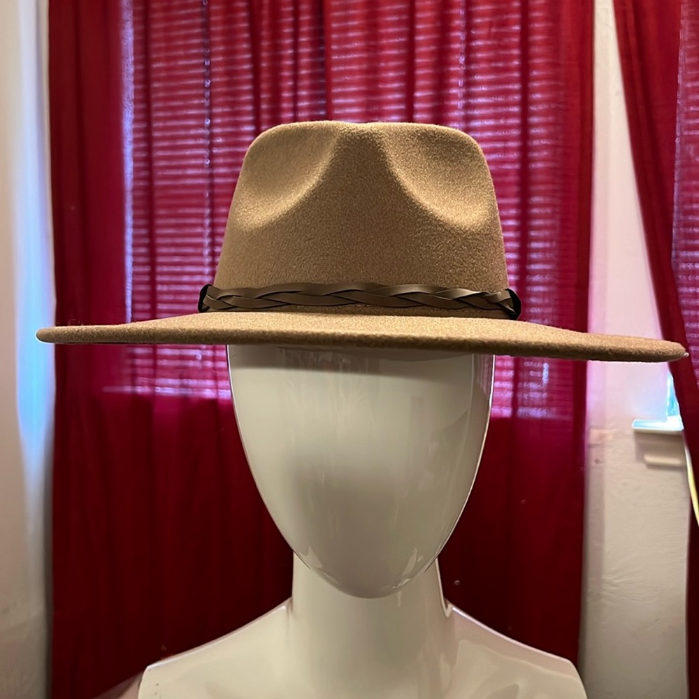 Tan Fedora Hat with Black Band